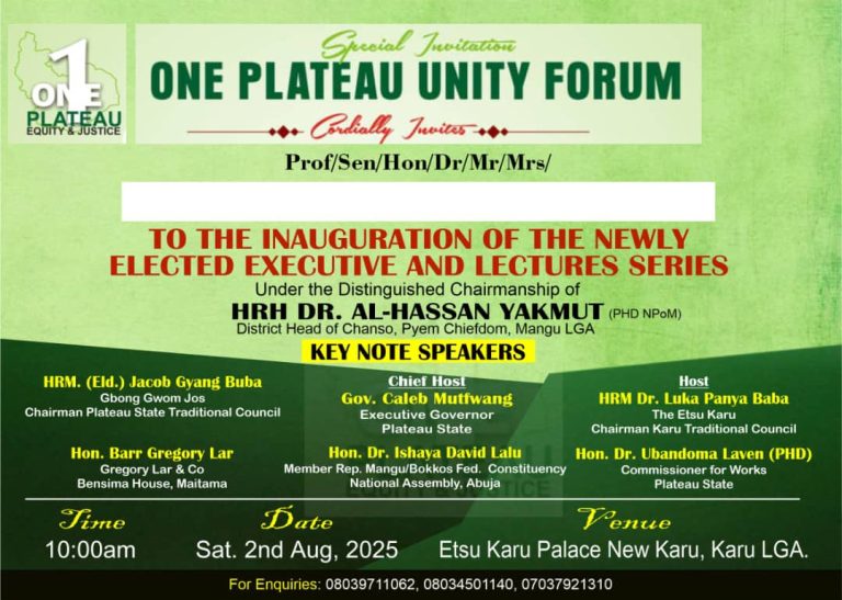You’re Invited: One Plateau Unity Forum Inauguration and Lecture Series