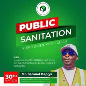 NOTICE OF MONTHLY SANITATION EXERCISE